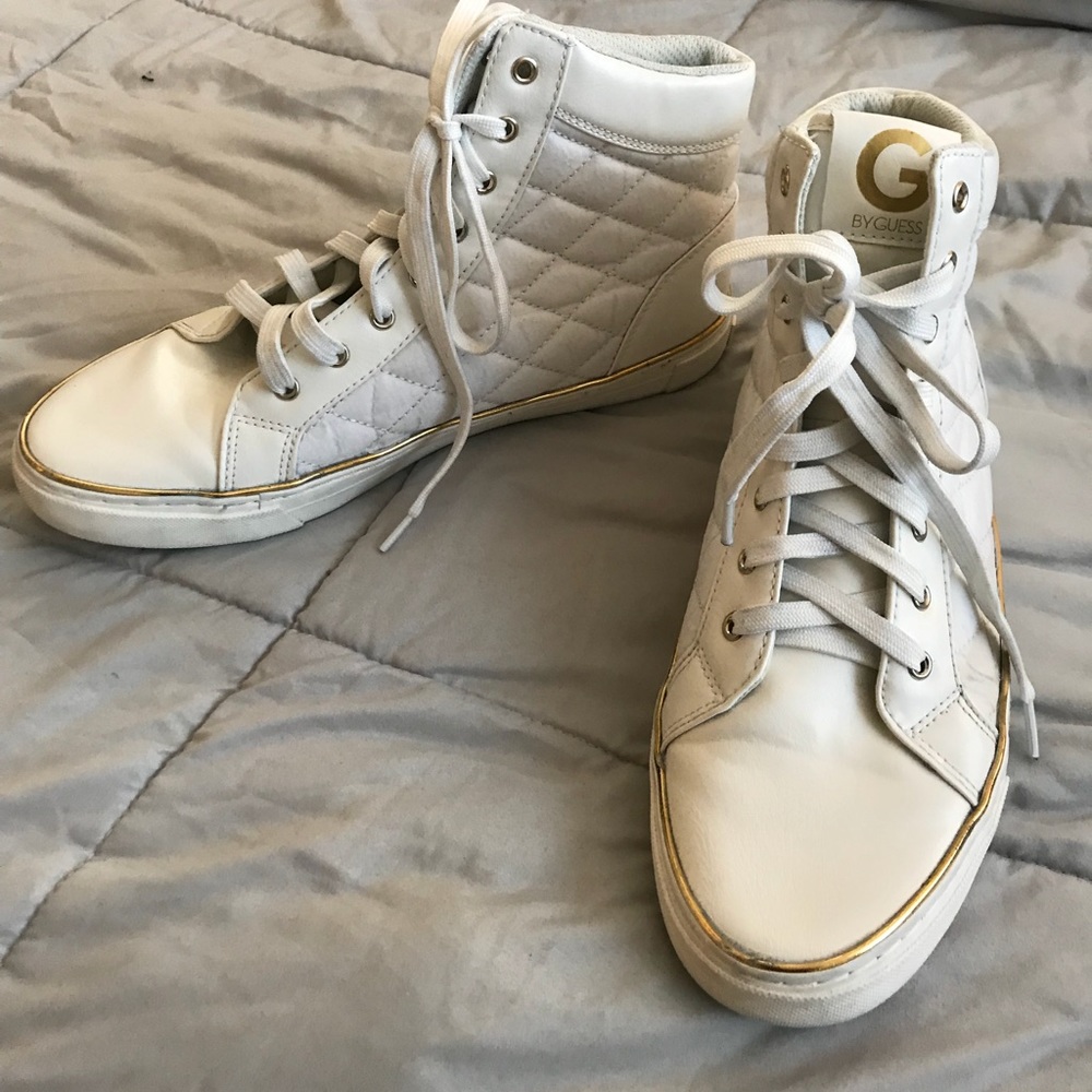 White G by Guess High-Tops Gold Trim